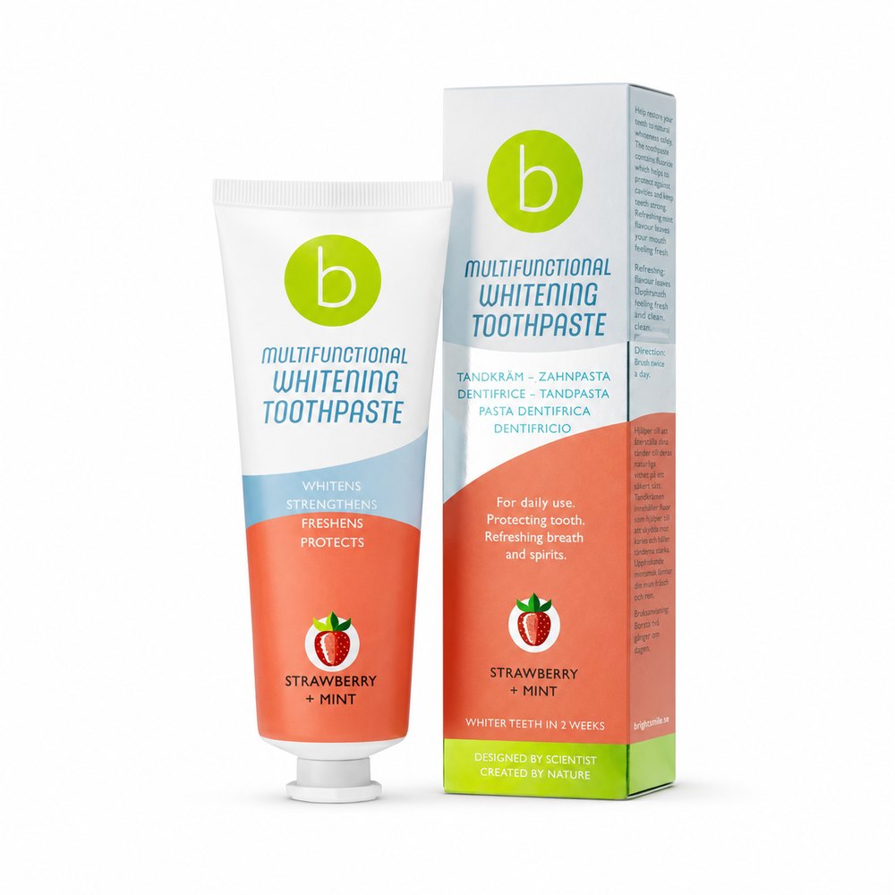 beconfident Multifunctional Whitening Toothpaste Strawberry + Mint - 75ml | بيكونفيدنت معجون أسنان بطعم الفراولة والنعناع - 75 مل