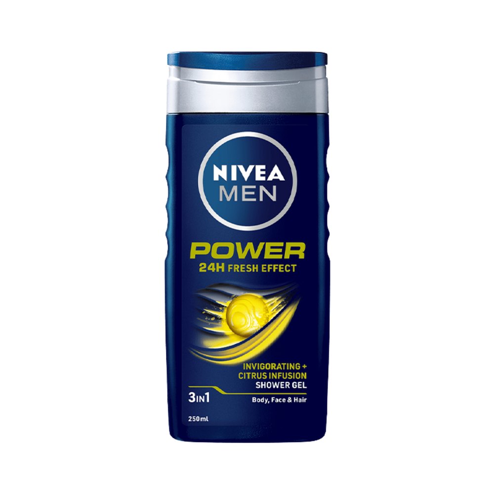NIVEA Power 24H Fresh Effect Shower Gel 3In1 - 250ml | نيفيا جل استحمام باور 24 ساعة بتأثير الانتعاش 3 في 1 – 250 مل