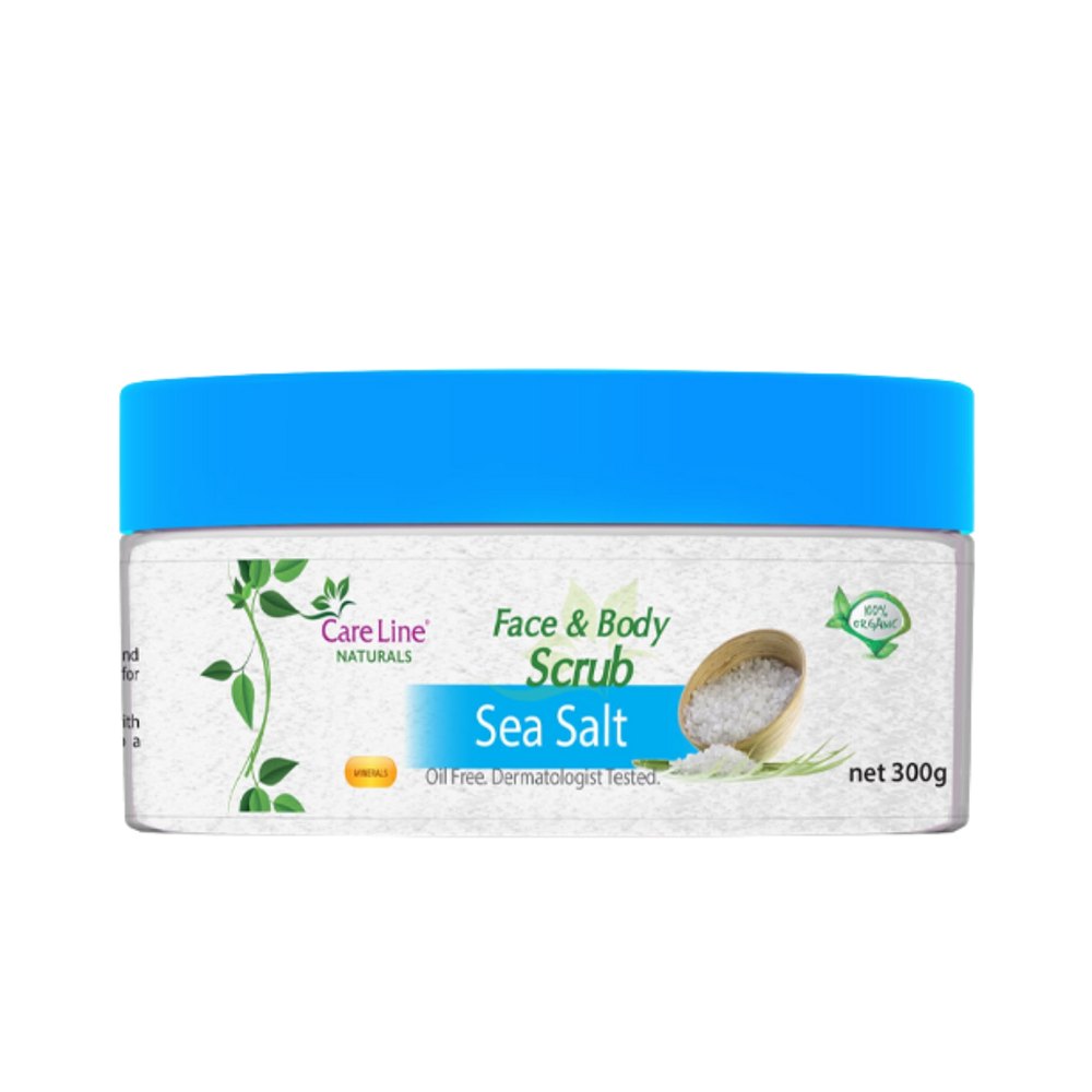 Care Line Face & Body Scrub Sea Salt Oil Free - 300g | كير لاين سكراب وجه وجسم ملح البحر - 300غ