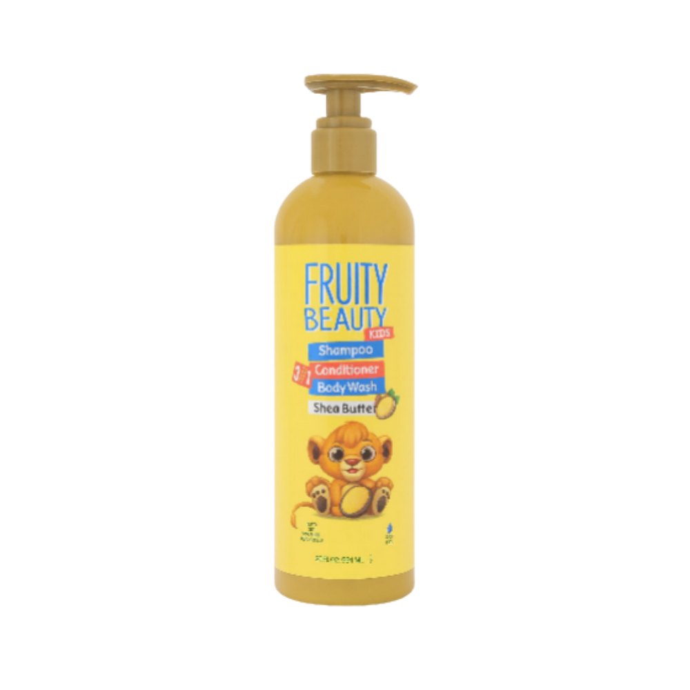 FRUITY BEAUTY Shampoo Conditioner Body Wash Shea Butter - 850ml | فروتي بيوتي شامبو وبلسم جل للاستحمام للأطفال بزبدة الشيا - 850 مل