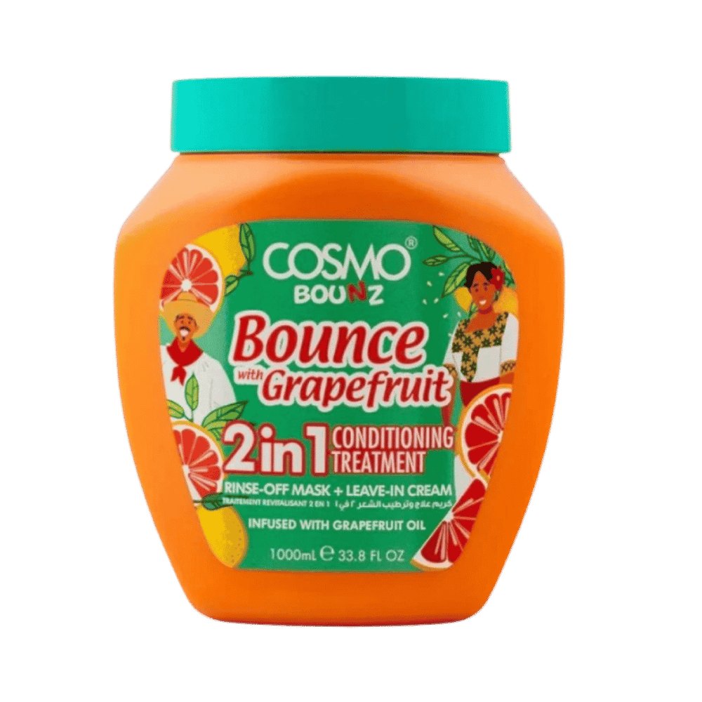 COSMO COSMETICS 2IN1 HR TREATMENT GRAPE BOUNZ - 1000ml | كوزمو كوزمتكس معالج شعر 2 في 1 برائحة الجريب فروت - 1000 مل