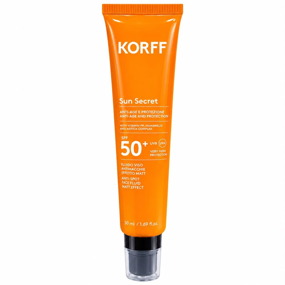 KORFF Sun Secret Anti-Age Fluido Viso - 50ml | كورف كريم واقي شمسي سائل - 50 مل