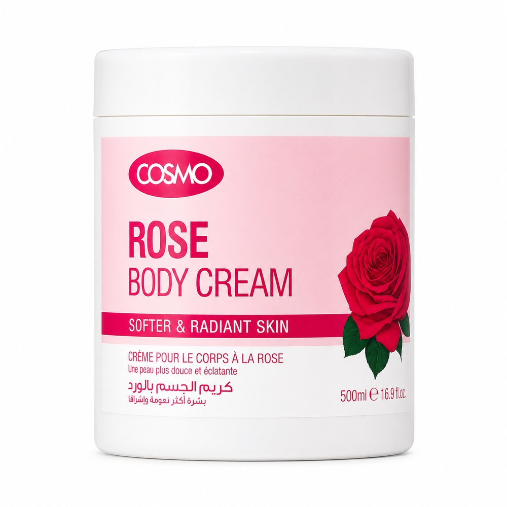 COSMO Rose Body Cream Softer & Radiant Skin - 500ml | كوزمو كريم الجسم برائحة الورد - 500 مل