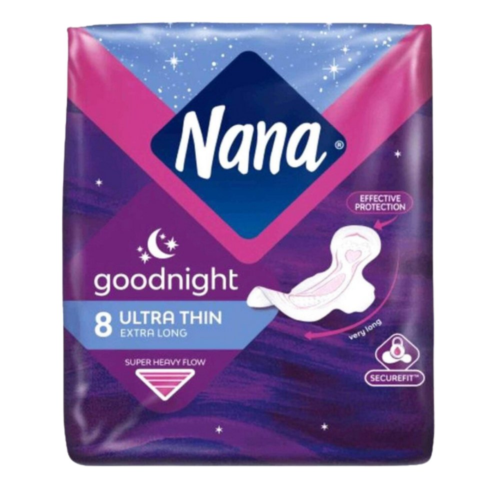 Nana GoodNight Ultra Thin Etra Long - 8pads | نانا فوط ليلية رقيقة و طويلة - 8 قطع