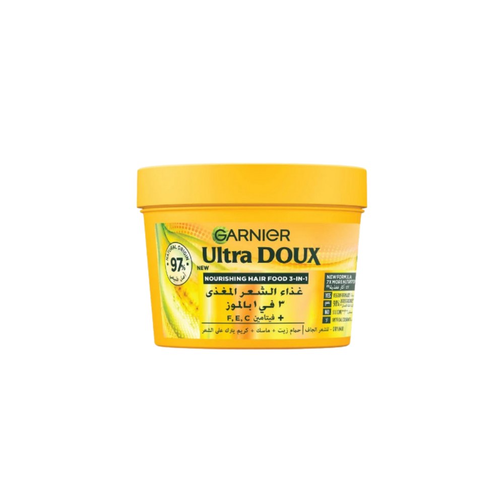 Garnier Ultra Doux Nourishing Banana 3-In-1 Hair Food - 390ml | غارنييه ماسك غذاء الشعر بالموز 3 في 1 للشعر الجاف - 390 مل
