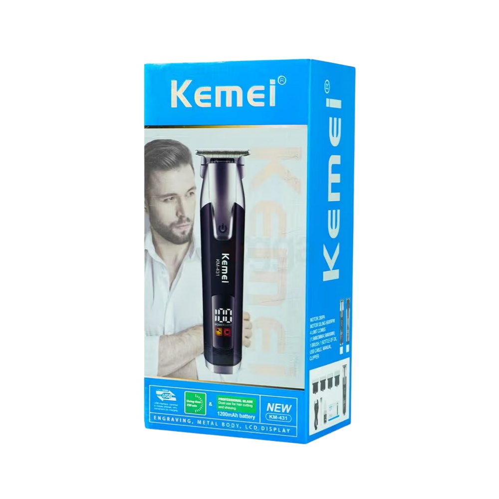 KEMEI Rechargeable LCD Screen Professional Hair Trimmer for Men | كيمي ماكينة حلاقة شعر احترافية قابلة للشحن للرجال