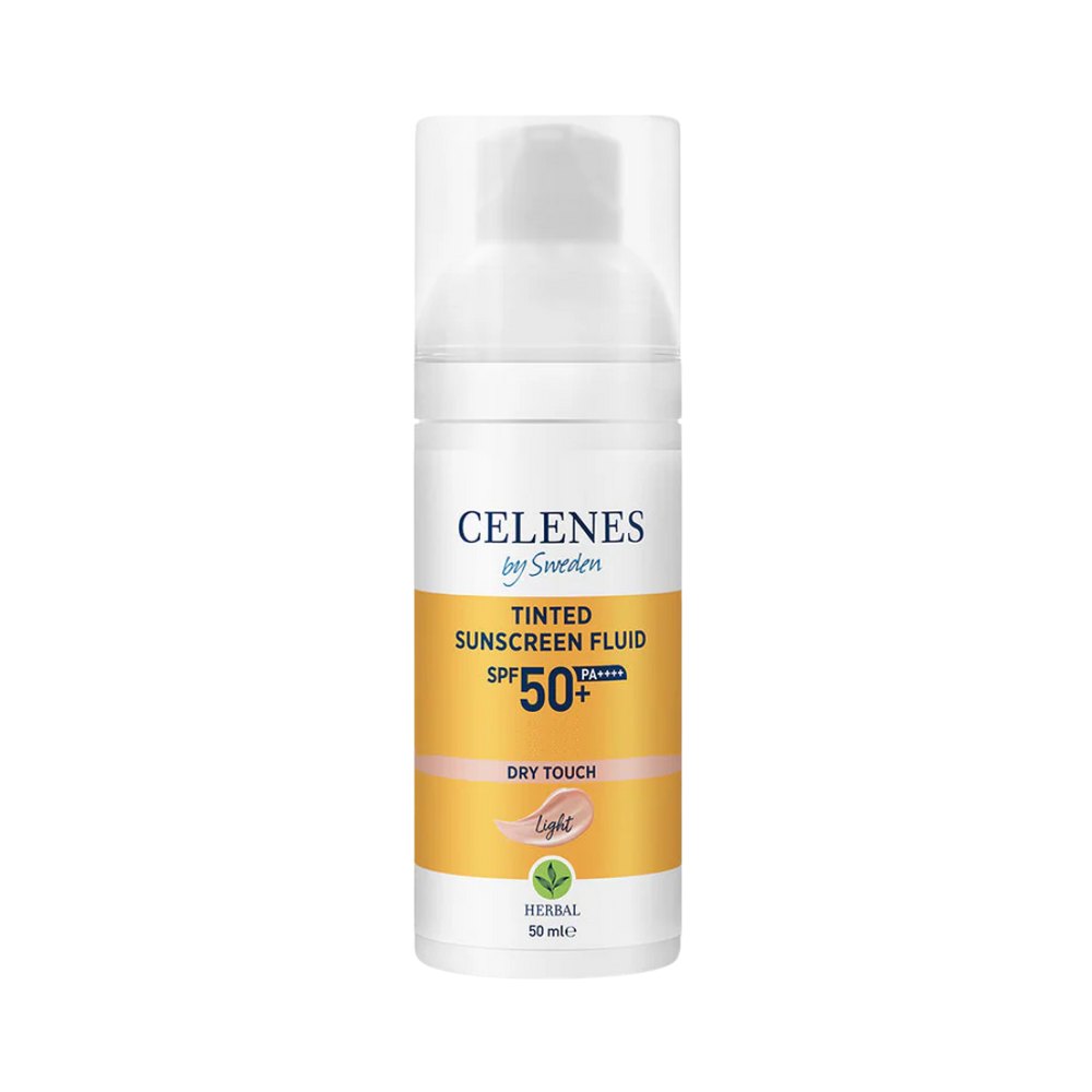 Celenes by Sweden Tinted Sunscreen Fluid Spf50 Dry Touch - 50ml | سيلينس واقي شمسي سائل مع لون spf50 - 50 مل
