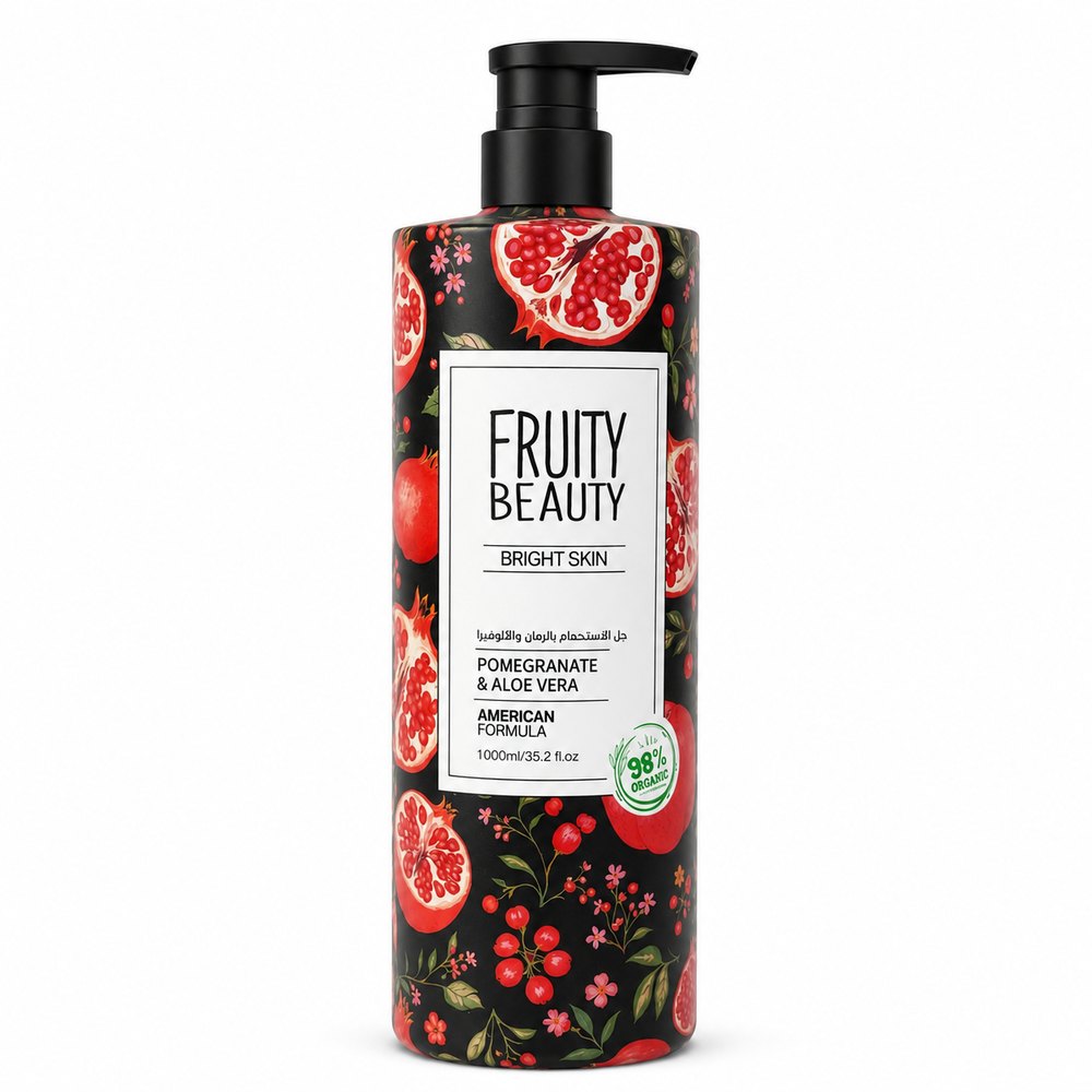 FRUITY BEAUTY Shower Gel Bright Skin Pomegranate & Aloe Vera - 1000ml | فروتي بيوتي شاور جل بالرمان والألوفيرا - 1000مل
