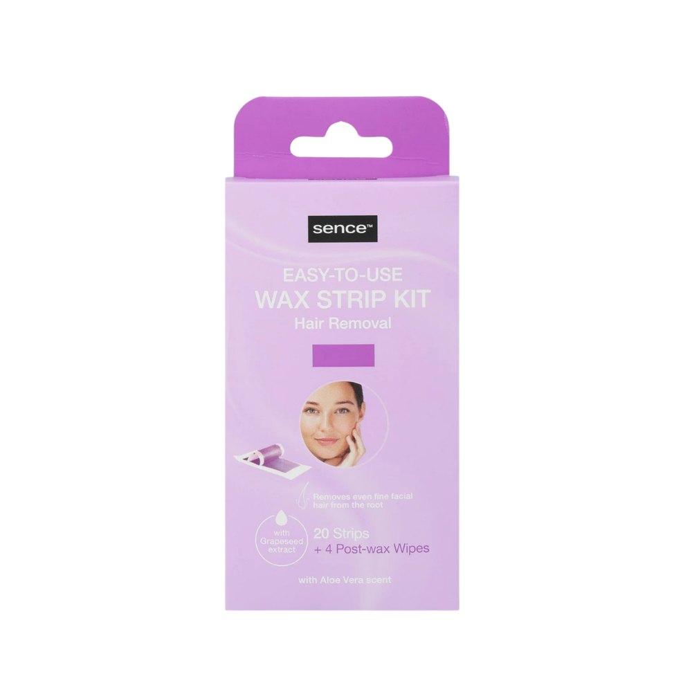 SENCE BEAUTY Easy To Use Wax Strip Kit Hair Removal For Face -20 Strips | سينس بيوتي مجموعة شرائح الشمع سهلة الاستخدام لإزالة شعر الوجه - 20 شريحة