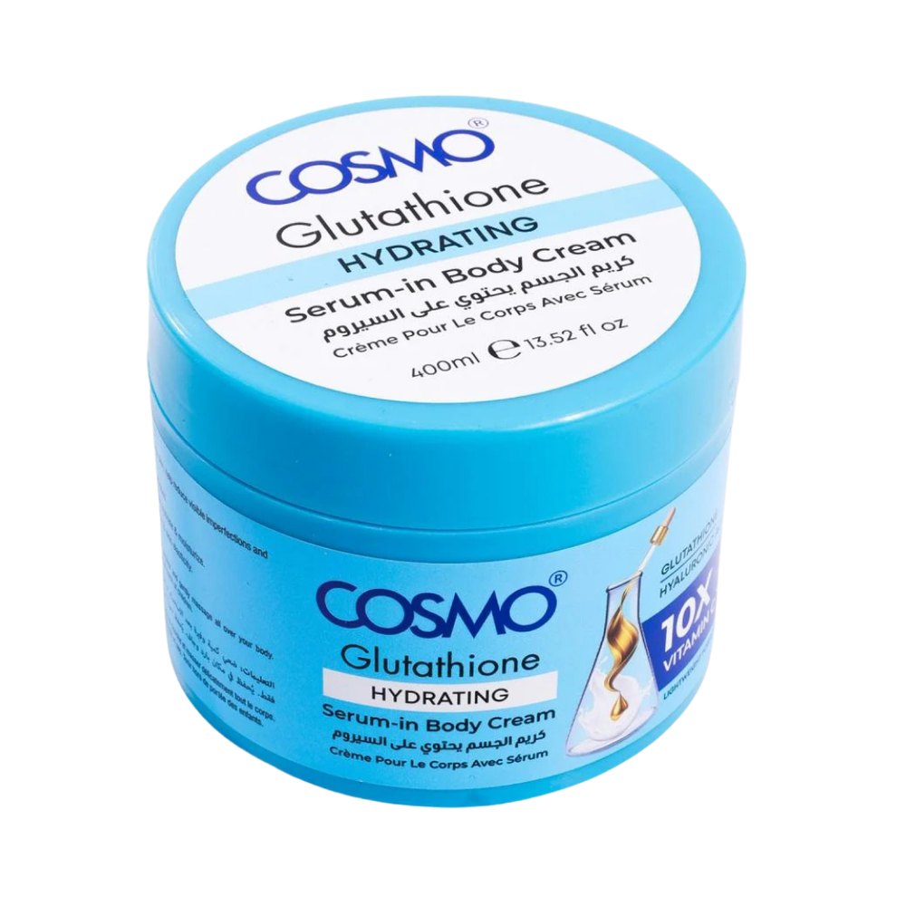 COSMO COSMETICS BODY CREAM SERUM-IN HYDRATING - 400ml |كوزمو كوزمتكس كريم جسم مرطب بالسيروم والجلوتاثيون – 400 مل