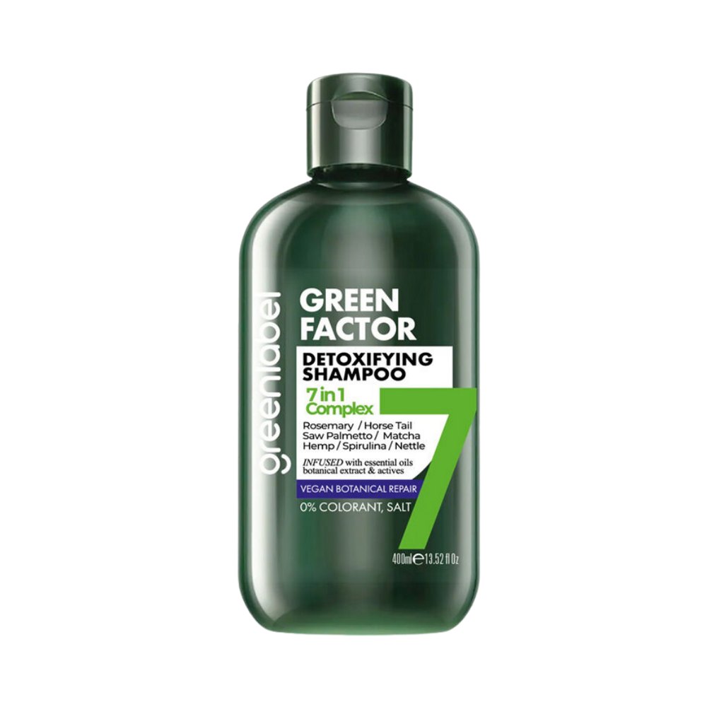 GREEN LABEL Green Factor Detoxifying Shampoo 7 In 1 Complex - 400ml | شامبو جرين ليبل جرين فاكتور المنقّي 7 في 1 – 400 مل