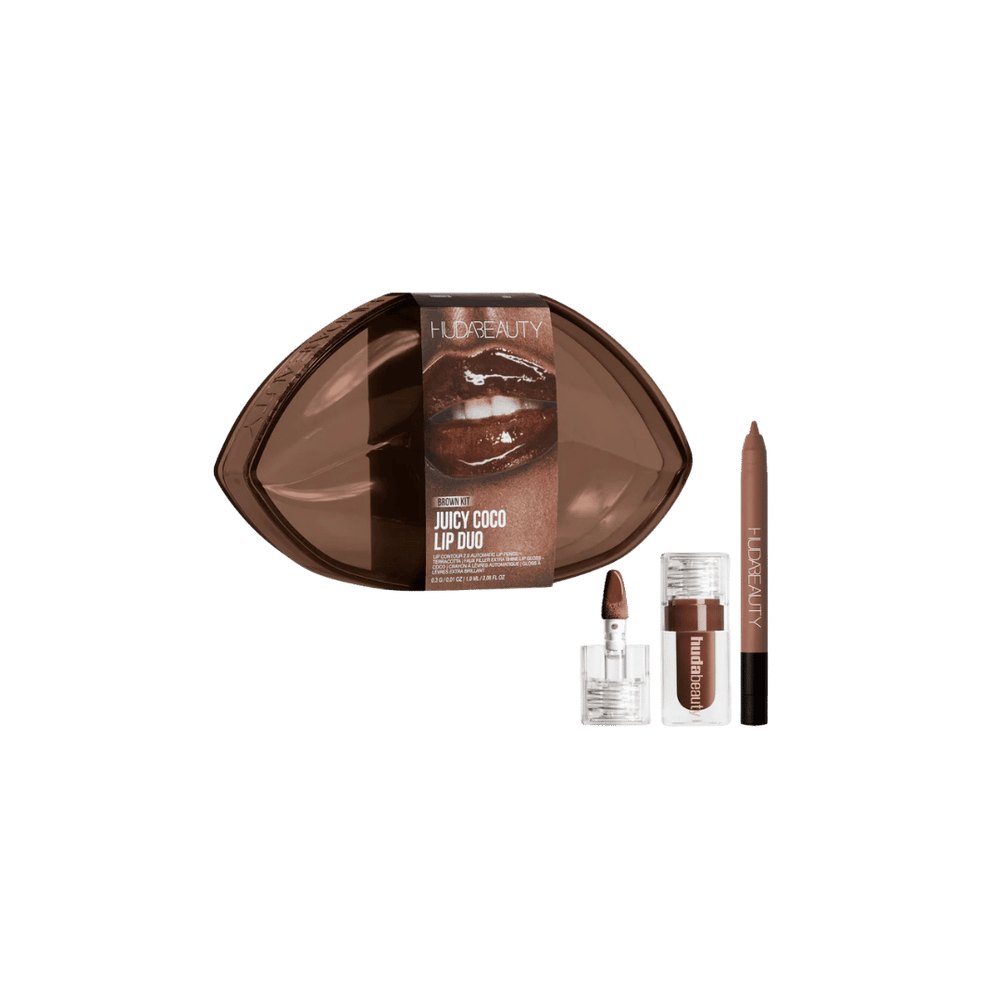 Huda Beauty LIP DUO juicy coco - 1.9ml | هدى بيوتي مجموعة غلو شفاه و قلم تحديد الشفاه - 1.9 مل