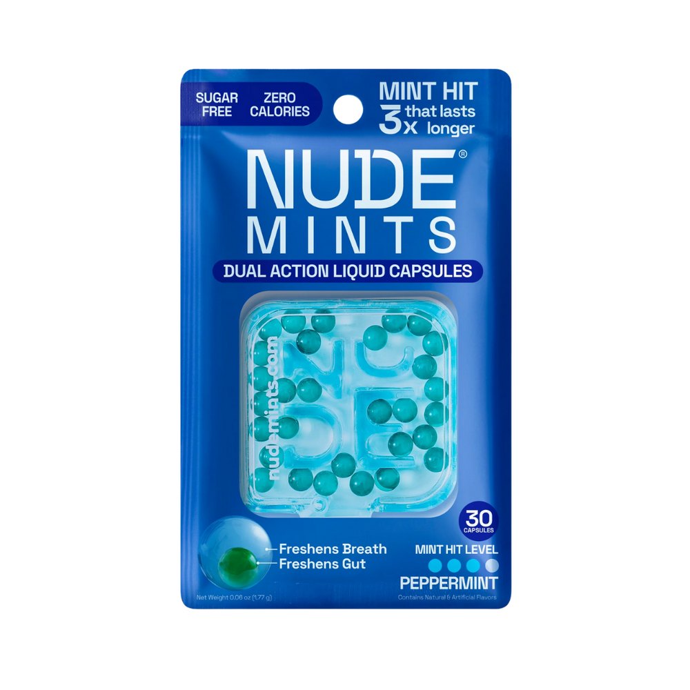 NUDE MINTS MINT HIT THAT LASTS 3X LONGER Peppermint - 30 Capsules | نيود منتس نكهة نعناع تدوم 3 أضعاف - 30 كبسولة