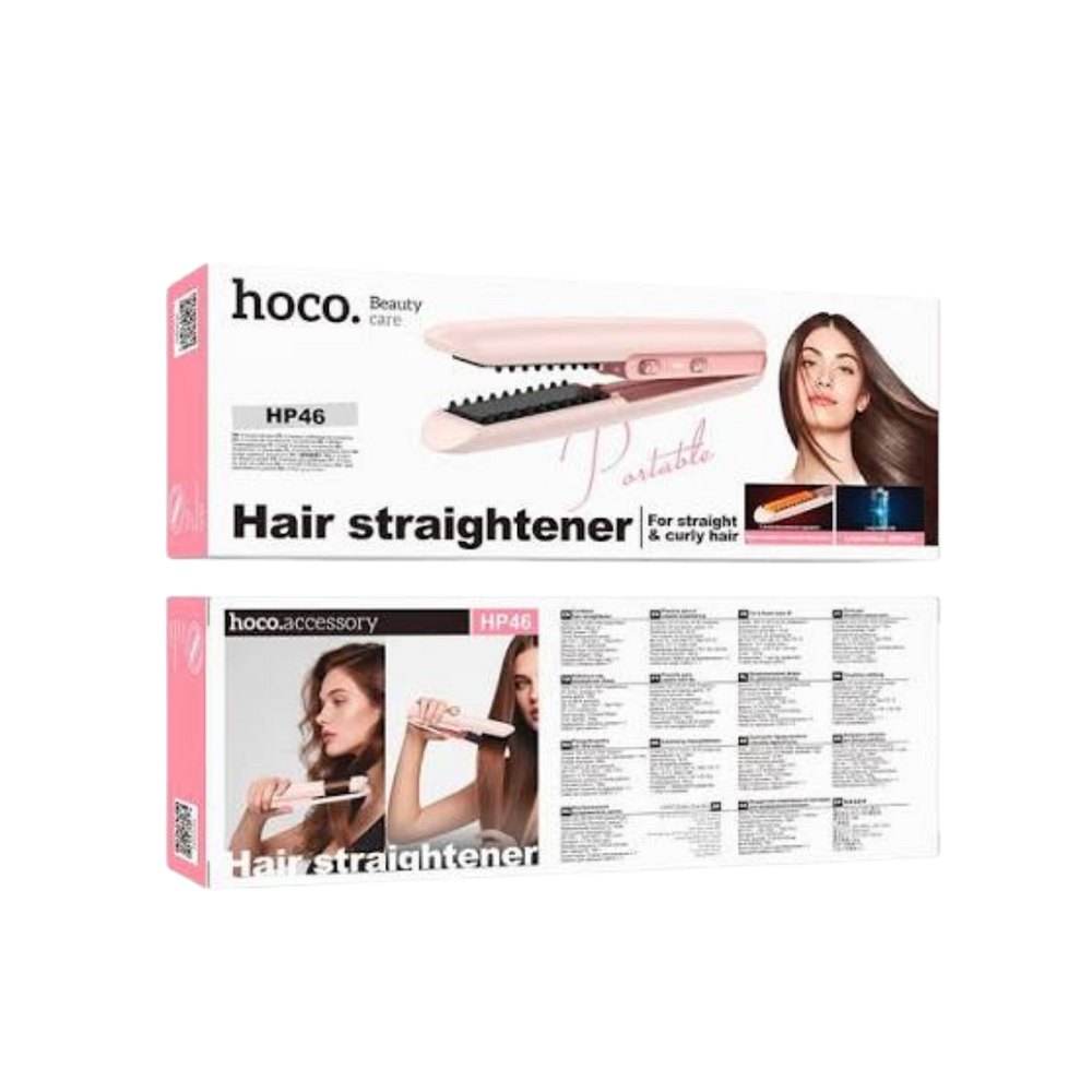 hoco Hair Straightener For Straight & Curly | هوكو مملس ومجعد شعر لاسلكي 2 في 1