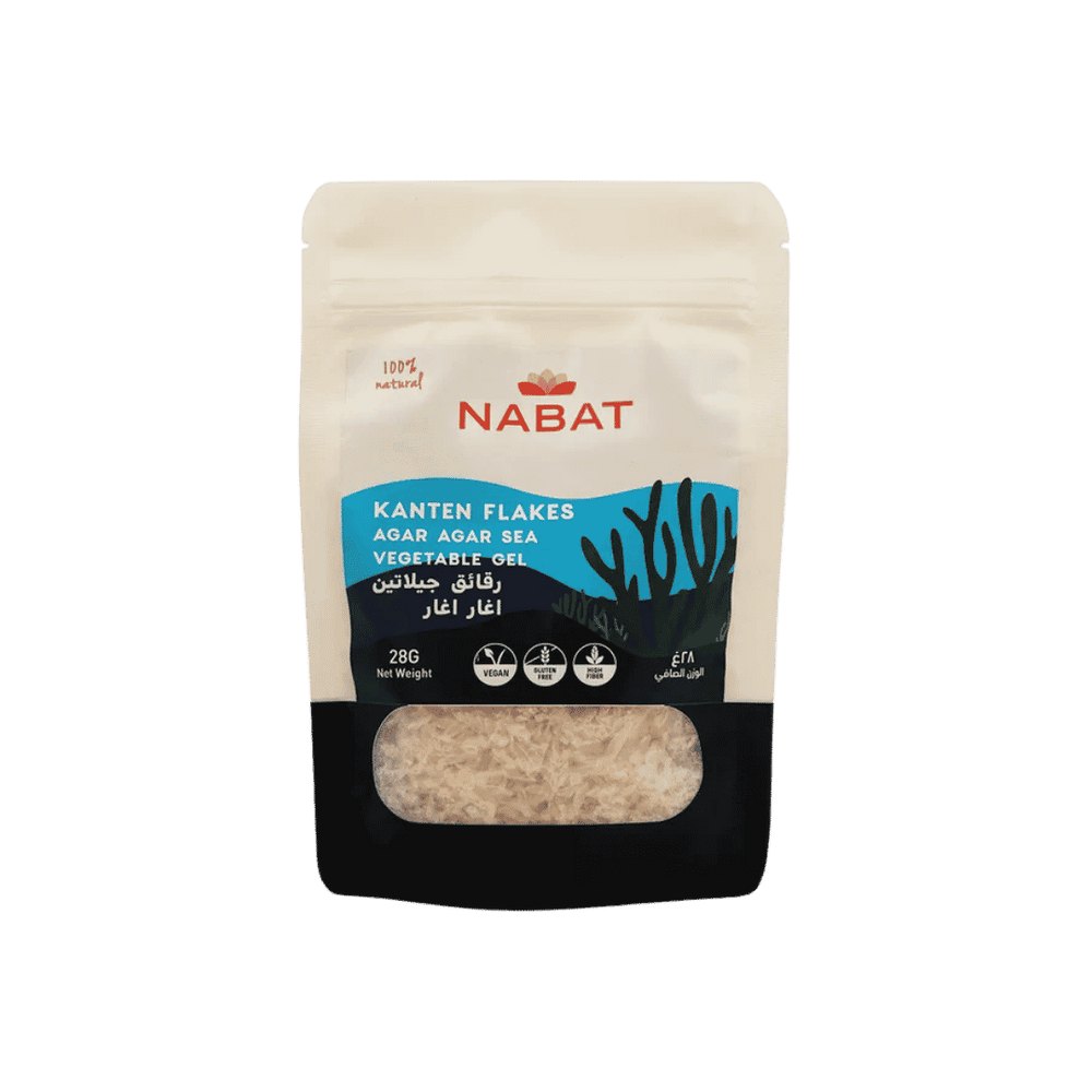 NABAT ORGANIC Kanten Flakes Agar Agar Sea Vegetable Gel - 28g | نبات رقائق كانتين بديل نباتي للجيلاتين - 28 غرام