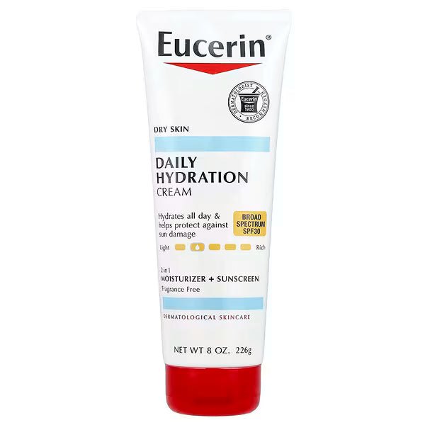 Eucerin Daily Hydration Cream Broad Spectrum Spf 30 Moisturizer - 226g | يوسيرين مرطب مع واقي شمس - 226 غرام