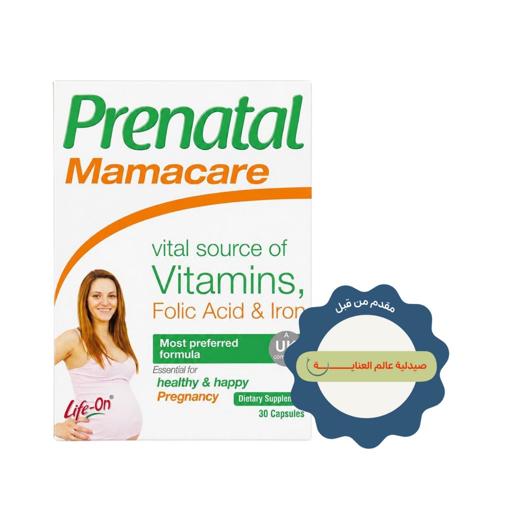 Life On Prenatal Mamacare Vitamins Folic Acid & Iron - 30 Capsules | لايف اون ماما كير مكمل فيتامينات وحمض الفوليك لدعم صحة الام - 30 كبسولة