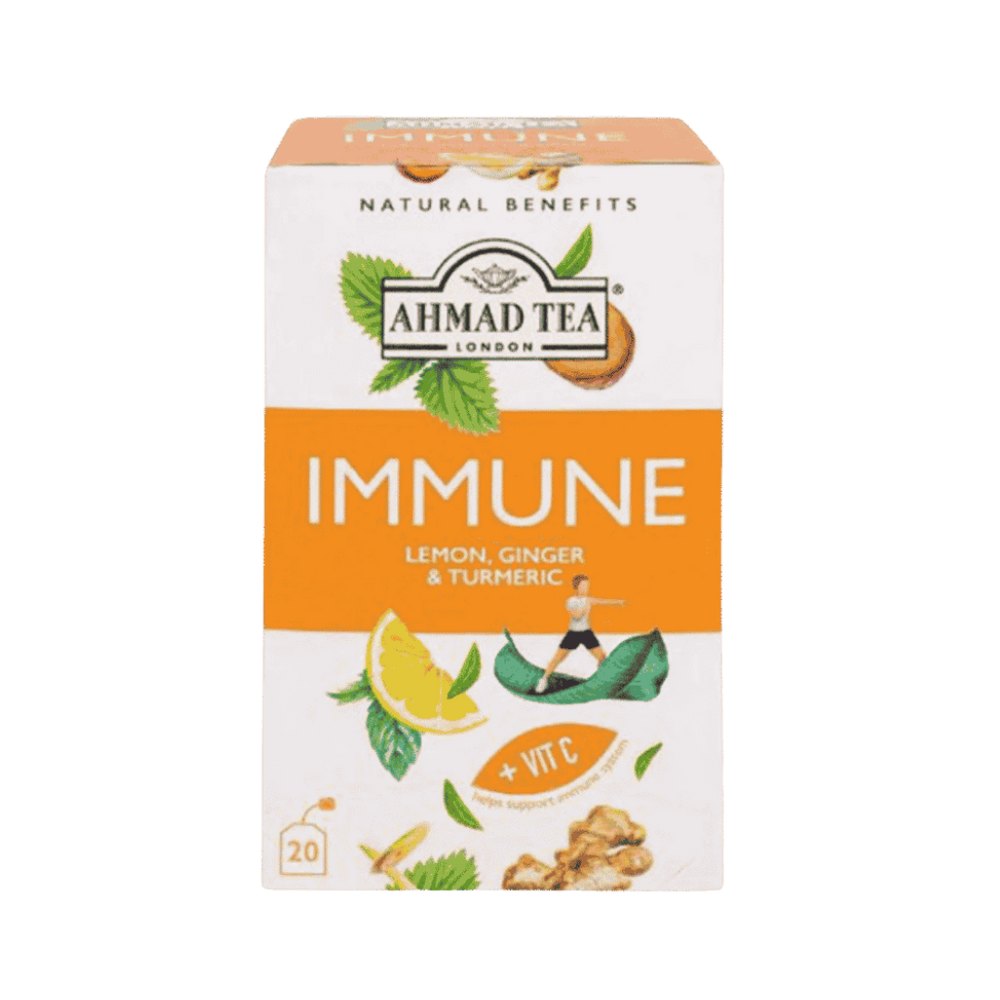 Ahmad Tea Immune Lemon Ginger Turmenic +Vit C 20 Pcs - 30g | شاي أحمد شاي أعشاب طبيعي بنكهة الليمون والزنجبيل والكركم - 30غ