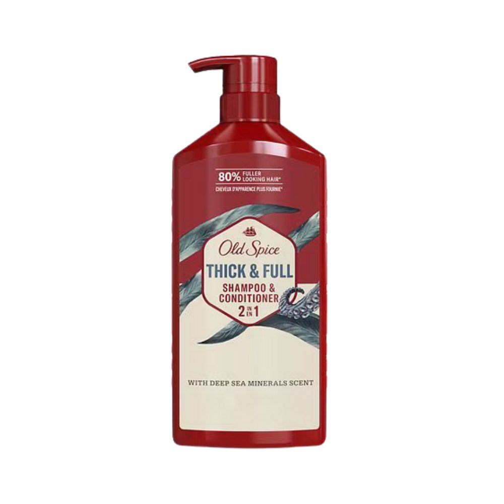 Old Spice Mens 2 in 1 Shampoo and Conditioner for All Hair Types, Thick & Full - 650ml | أولد سبايس للرجال شامبو وبلسم 2 في 1 لجميع أنواع الشعر، كثيف وممتلئ – 650 مل