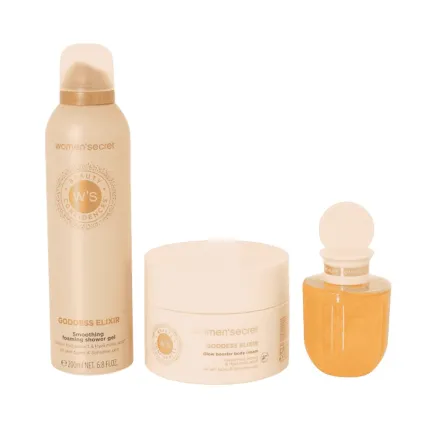 Women’Secret GODDESS ELIXIR Foaming Gel + Glow Booster Body Cream | ومن سيكرت مجموعة العناية بالجسم غوديس اليكسير + غلو بوستر