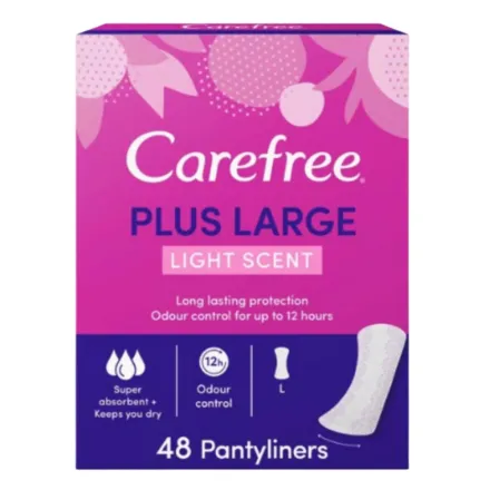 Carefree Plus Large Light Scent L - 48pcs |كير فري فوط يومية بلس كبير برائحة خفيفة - 48 قطعة