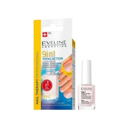 EVELINE 9 In 1 Total Action Argan Oil Vitamin e Silica - 12ml | ايفلين مقوي أظافر أقدام - 12 مل
