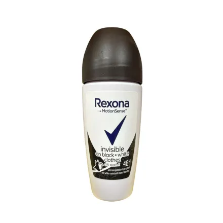Rexona Deo Roller Invisible Black+ White Clothes 50ml | ريكسونا مزيل تعرق رول للملابس البيضاء والسوداء - 50 مل