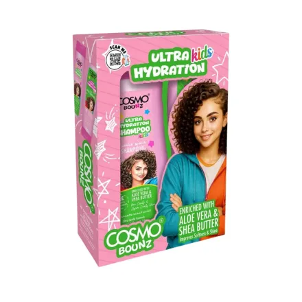 COSMO COSMETICS 2PC SHAMP & COND HYDRATION KIDS - 400ml | كوزمو كوزمتكس مجموعة العناية بالشعر لترطيب الشعر الكيرلي للاطفال - 400 مل
