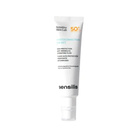 Sensilis Photocorrection Ha 50+ Moisturizing and Anti-wrinkle Tinted Fluid SPF 50+ - 50ml | سينسيليس واقي شمسي سائل مرطب مع لون للبشرة للبشرة التي تعاني من التجاعيد - 50 مل