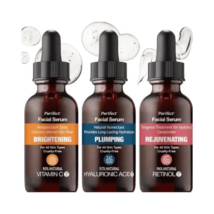 Purifect Trio Facial Serums Set Vitamin C Softens and Brightens Hyaluronic Acid Hydrates and Balances Retinol Helps Reduce Fine Lines and Wrinkles -3 x - 30ml | بيورفيكت مجموعة سيرومات للوجه - 30مل