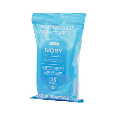 IVORY Avocado Plant Extract Wipes 25 Pcs - 25 pcs | ايفوري مناديل لإزالة المكياج بمستخلص الأفوكادو - 25 قطعة