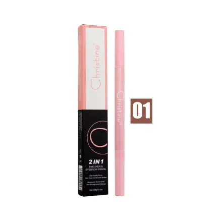 Christine 2 In 1 Eyeliner & Eyebrow Pencil - 0.4ml | كريستين 2 في 1 يجمع بين آيلاينر لتحديد العين وقلم لتحديد الحواجب - 0.4مل
