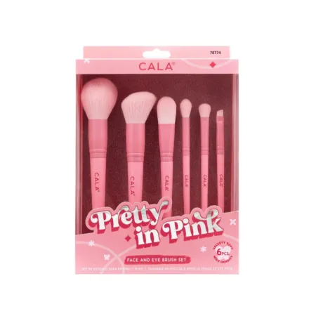 CALA Pretty In Pink Face & Eye Brush Set 6-Teiliges Pinsel-Set | كالا مجموعة فرش الوجه والعين
