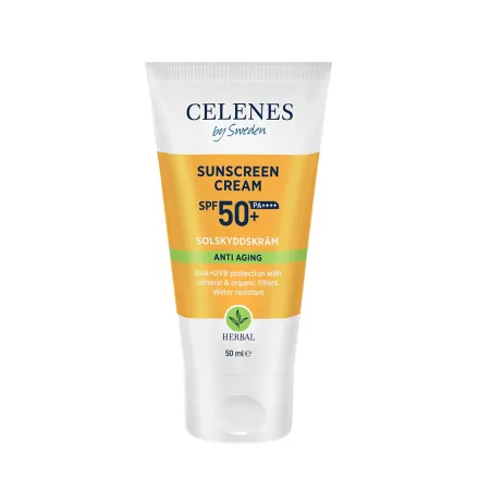 Celenes by Sweden Sunscreen Cream Spf50+ Anti Aging - 50ml | سيلينس كريم واقي شمسي مضاد للتجاعيد spf50+ - 50 مل