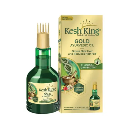 Kesh King Gold Ayurvedic Oil Grows New Hair And Reduces Hair Full 21 Herbs+Gro Biotin - 100ml | كيش كينج زيت للشعر - 100مل