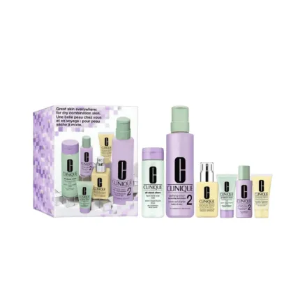 Clinique Great Skin Everywhere Gift Set Dry Combination 6 PCS | كلينك مجموعة للعناية بالبشرة - 6 قطع