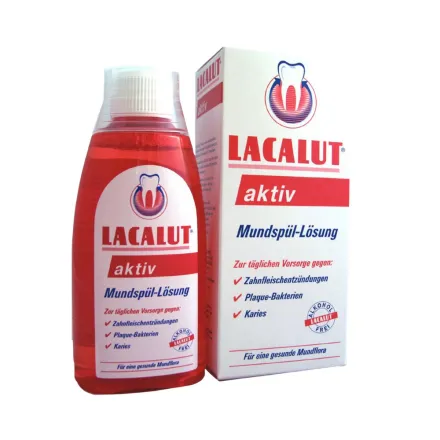 Lacalut Aktiv Mouthwash For A Healthy Oral Flora - 300ml | لاكالوت غسول الفم أكتيف للحفاظ على صحة الفم –300 مل