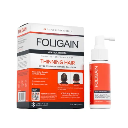 Foligain Triple Action Formula Topical Solution For Men's Thinning Hair - 59ml | فوليجين محلول موضعي لعلاج الصلع عند الرجال - 59 مل
