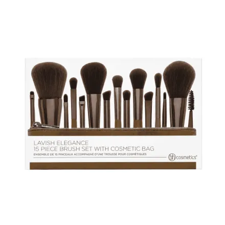 bh cosmetics Lavish Elegance 15 Piece Brush Set With Cosmetic Bag | بي اتش كوزمتكس مجموعة فرش 15 قطعة مع حقيبة تجميل