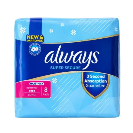 Always Maxi Thick Super Secure - 8 Pads | أولوليز فوط صحية ماكسي سميكة طويلة – 8 فوط