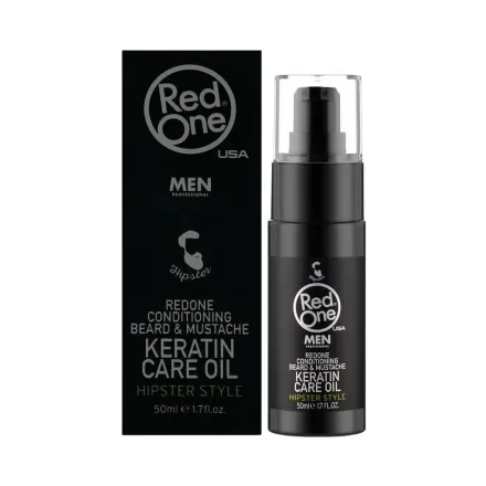 Red One Redone Conditioning Beard & Mustache Keratin Care Oil Hipster Style - 50ml |ريد ون زيت عناية اللحية والشارب بالكيراتين - 50 مل
