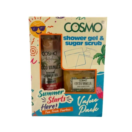 COSMO Shower & Gel Sugar Scrub Summer Starts Cocoa Vanilla - 500ml | كوزمو جل استحمام و مقشر جسم برائحة الكاكاو فانيليا - 500مل