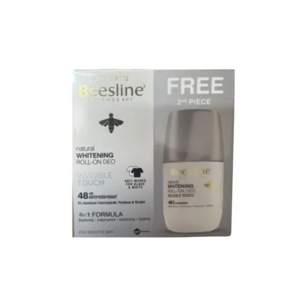 Beesline Whitening Roll Deodrant Invisible 1+1 Free Offer - 2x50ml | بيزلين مزيل العرق رول اون لتفتيح البشرة 1+1 - 2 × 50 مل