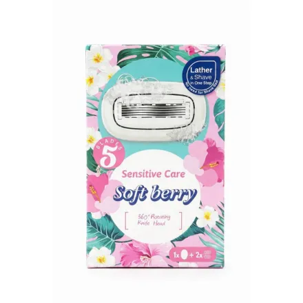 Soft berry Sensitive Care 5 Blades Lather & Shave | سوفت بيري ماكينة حلاقة 5 شفرات للبشرة الحساسة