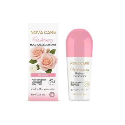 NOVA CARE Whitening Roll-On Deodorant 24h Anti-Perspirant Roses - 60ml | نوفا كير مزيل تعرق رول برائحة الورد - 60 مل