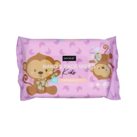 Sence Beauty Hand & Face Wipes Kids - 40Pcs | سينس بيوتي مناديل لليدين وللوجه للأطفال - 40 منديل