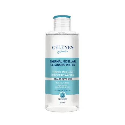 Celenes by Sweden Thermal Micellar Cleansing Water, Dry And Sensitive Skin - 250ml | سيلينس ماء ميسيلار للبشرة الجافة والحساسة - 250 مل