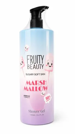 FRUITY BEAUTY Sugary Soft Skin Marsh Mallow Shower Gel - 1000ml | فروتي بيوتي شاور جل المارشميلو لبشرة ناعمة كالسكر - 1000 مل