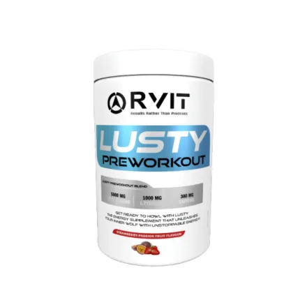 Rvit Lusty Preworkout Strawberry Passion Fruit Flavour - 420g | ارفيت مكمل مسحوق مصمم للاستخدام قبل التمرين بنكهة الباشن فروت - 420 غرام