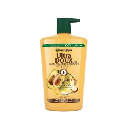 Garnier Ultra Doux Avocado Oil & Shea Butter Shampoo - 1000ml | غارنييه شامبو ألترا دو المغذي بزيت الأفوكادو وزبدة الشيا - 1000 مل
